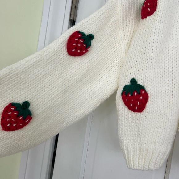 Altar’d State 3D Strawberry Cardigan Sweater NWT - Picture 3 of 9
